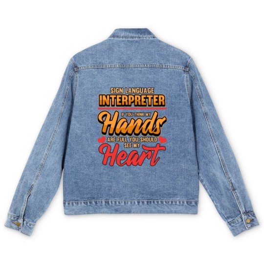 Discover sign language interpreter signpost gesture Men's Denim Jackets