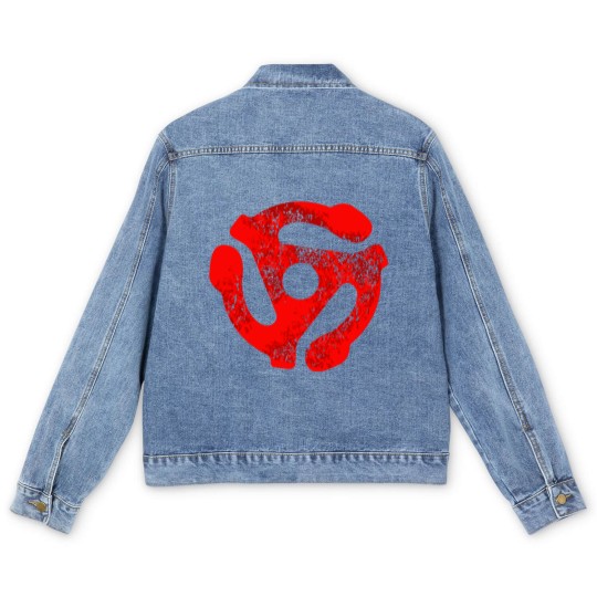 Discover Music Turntable Record Dj Red 45 Rpm Adapter Men's Denim Jackets