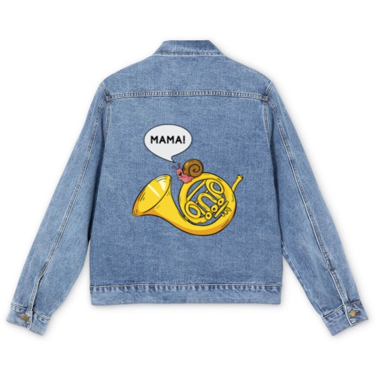 Discover Snail French Horn Shell Pun Musician Gift Men's Denim Jackets