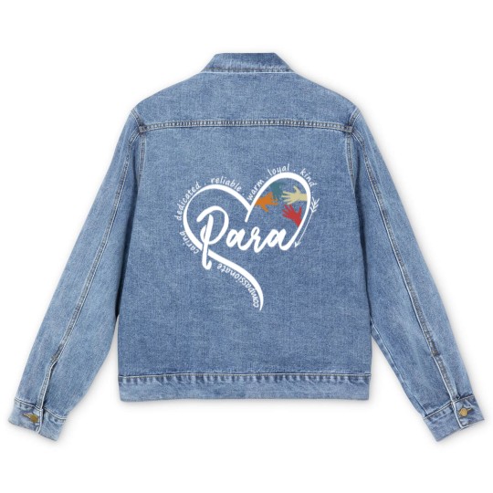 Discover Para Heart Paraprofessional Educator Paraeducator Men's Denim Jackets