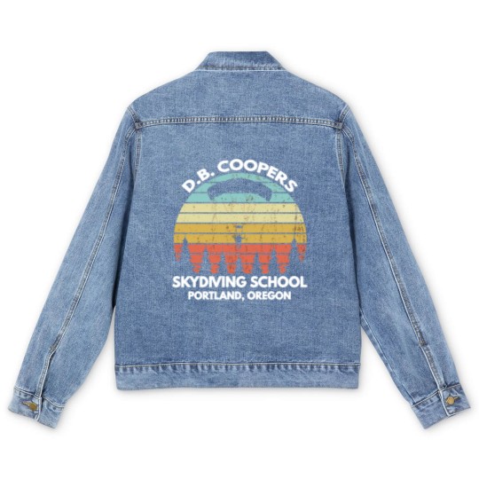 Discover D B Coopers Skydiving School Portland Oregon Funny Men's Denim Jackets