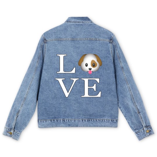 Discover Love Cute Dog _emoji icon smiley emoticon Men's Denim Jackets