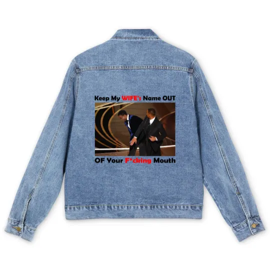 Discover Will Smith Smacks Chris Rocks Onstage Men's Denim Jackets, Will Smith Men's Denim Jackets, Will Smith Slapped Chris Rocks, 2022 Oscars, Meme Men's Denim Jackets