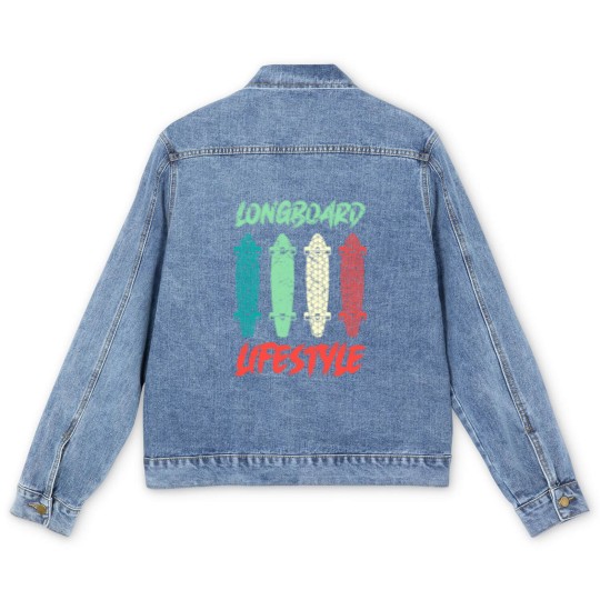 Discover Longboard Lifestyle Skateboarder Saying Gift Men's Denim Jackets