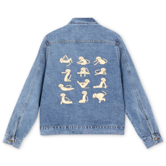 Discover Dogs doing Yoga Funny Animal Men's Denim Jackets Men's Denim Jackets