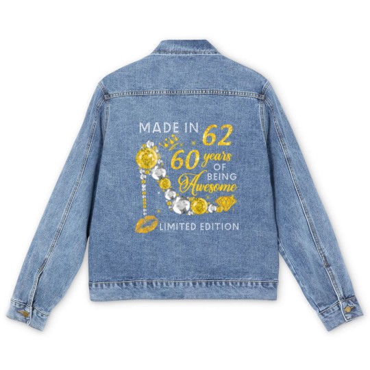 Discover Made In 1962  60 Years Of Being Awesome Jewelry Gold Sparkle - Made In 1962 - Men's Denim Jackets
