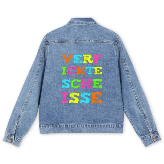 Discover Fucking shit Funny curse saying Men's Denim Jackets