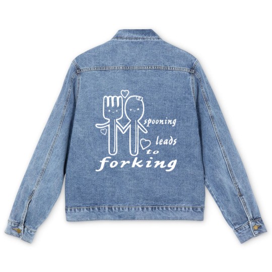 Discover Spooning Leads To Forking ©WhiteTigerLLC.com Men's Denim Jackets