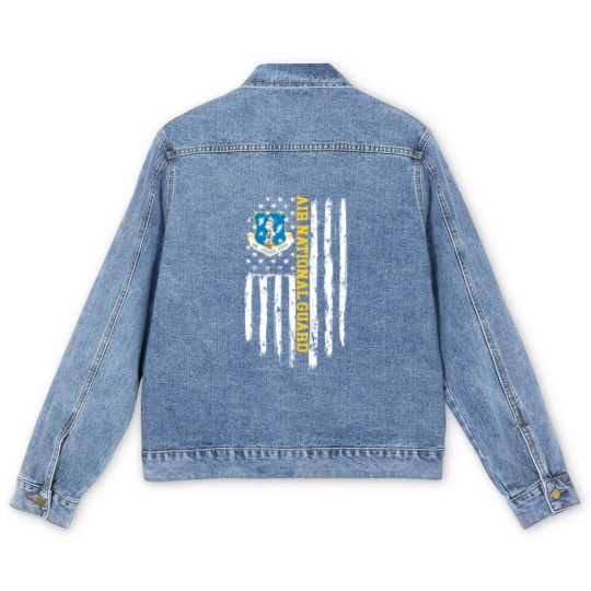 Discover Air National Guard American Flag Gift Men's Denim Jackets Men's Denim Jackets