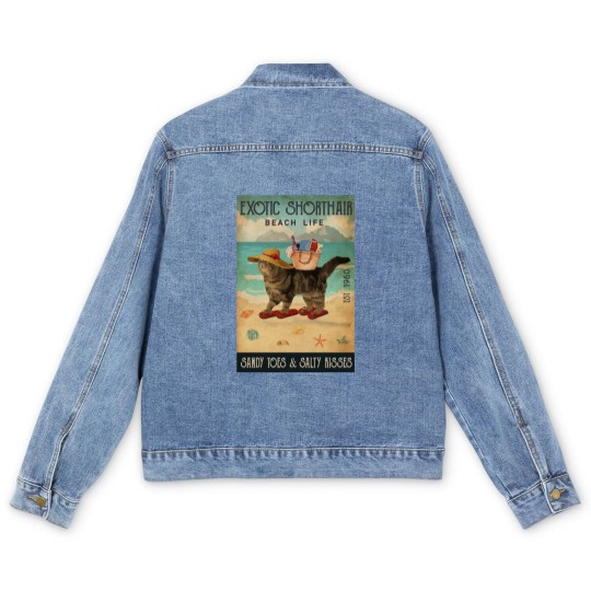 Discover Beach Life Sandy Toes Exotic Shorthair cat gift Men's Denim Jackets