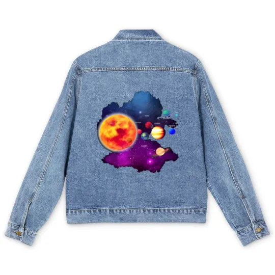 Discover Solar System Planets For Astronomy And Space Geeks Men's Denim Jackets