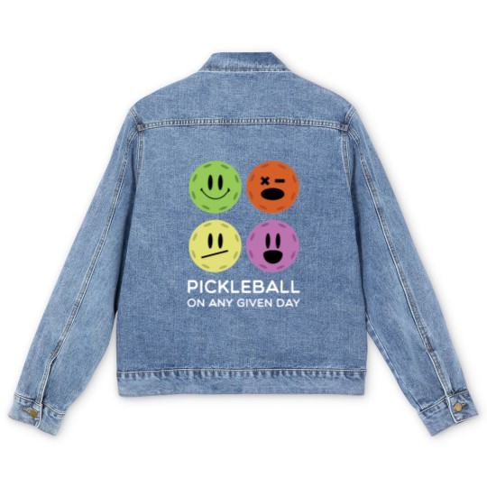 Discover Gift for Pickleball Players Any Given Day Funny Men's Denim Jackets