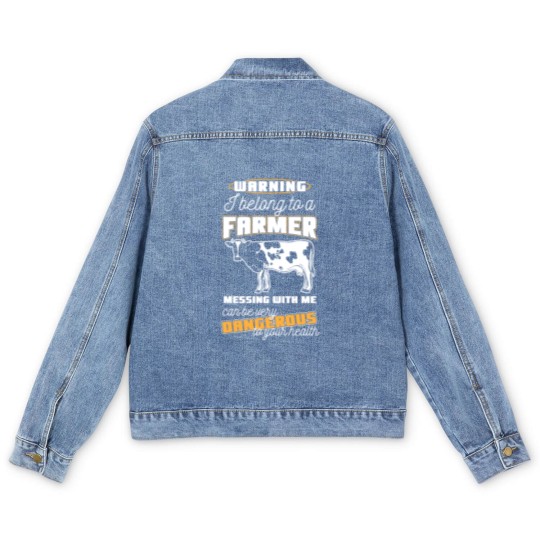 Discover Warning Belong To A Farmer Funny Farming Gift Men's Denim Jackets