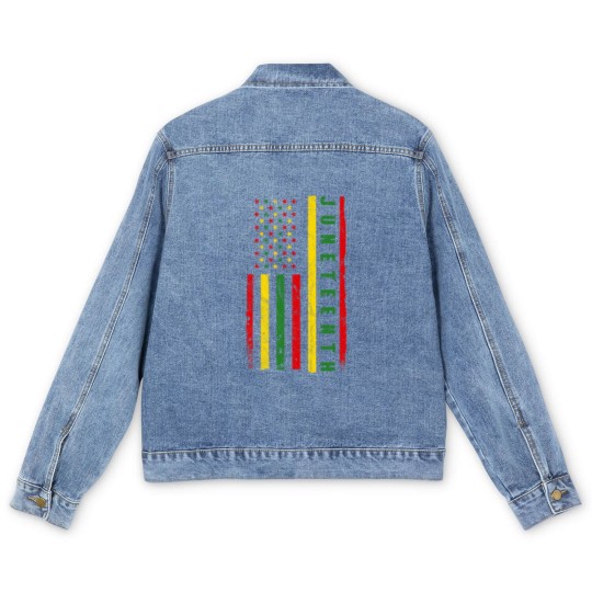 Discover Juneteenth American Flag Emancipation Melanin Black Pride Men's Denim Jackets