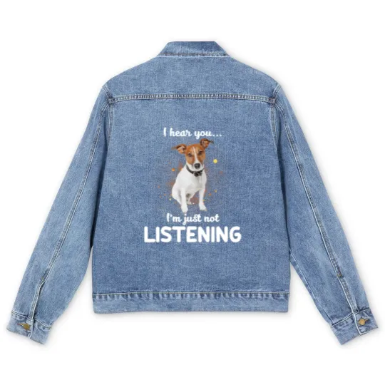 Discover Jack Russell Terrier I Hear You Not Listening Dog Men's Denim Jackets