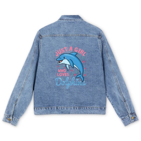 Discover Dolphin Just A Girl Dolphins Gift Men's Denim Jackets