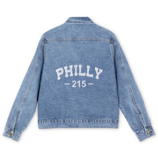 Discover Philly 215 T Retro Vintage Gift Men Women Kids Men's Denim Jackets