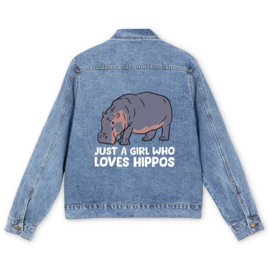 Discover Hippo Girl Just a Girl Who Loves Hippos Men's Denim Jackets