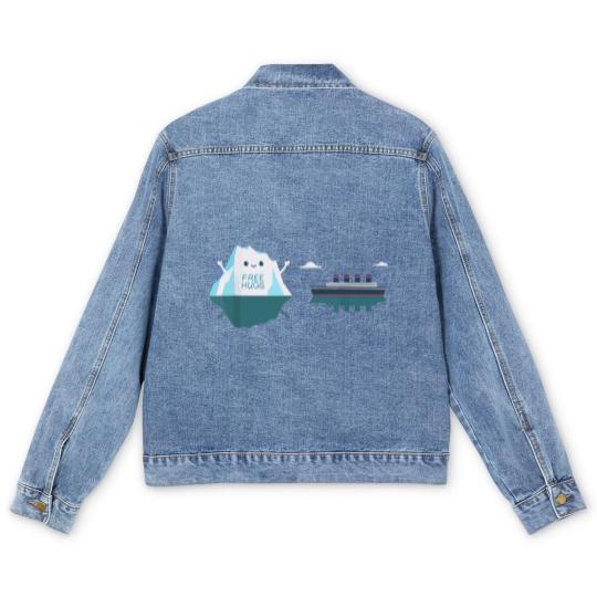 Discover Retro Funny Titanic Cruise Ship Iceberg 1912 Cruis Men's Denim Jackets