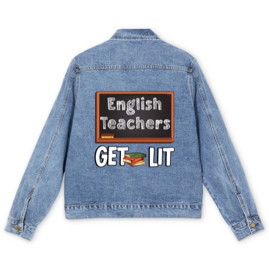 Discover Book Chalk Teacher English Literature Blackboard Men's Denim Jackets