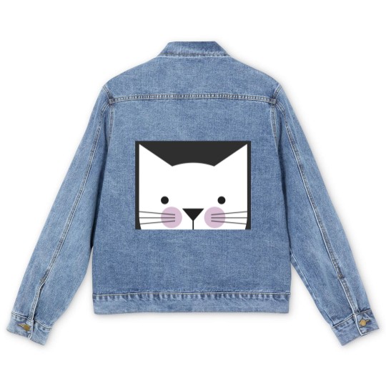 Discover Peek-a-Boo Kitty, Black and White with Lavender Cheeks - Cats - Men's Denim Jackets