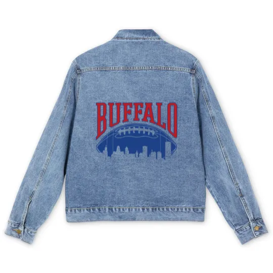 Discover Buffalo Football Vintage Skyline New York Bills Ma Men's Denim Jackets