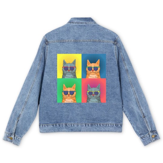 Discover cat pop art Men's Denim Jackets