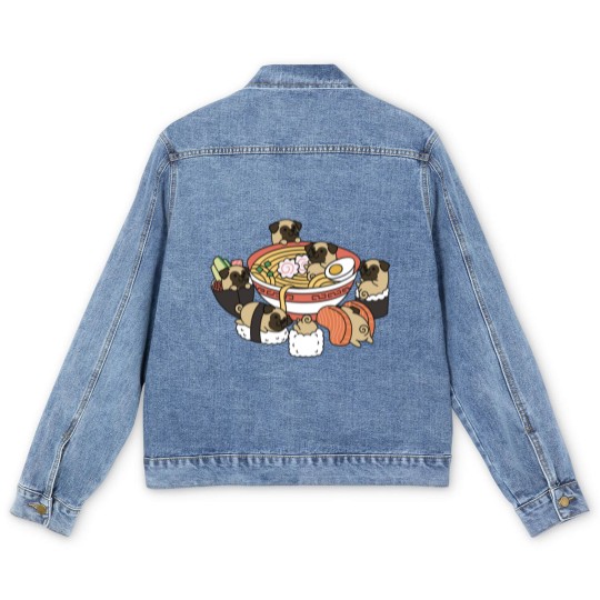 Discover Pug Ramen Sushi - Pug - Men's Denim Jackets