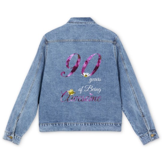 Discover 90 Year Old Men's Denim Jackets Awesome Floral 1930 90Th Birthda Men's Denim Jackets