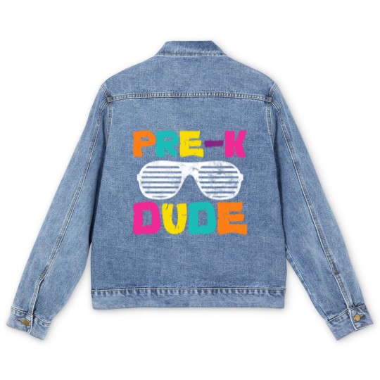 Discover Pre-K Dude Back To School Teacher Student Preschool Men's Denim Jackets