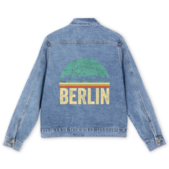 Discover Vintage 80s Retro Berlin Souvenir Skyline Berlin Men's Denim Jackets