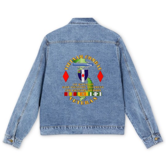 Discover Vietnam Combat Vet - 1st Bn 61st Infantry - 5th Inf Div SSI - Vietnam Combat Vet 1st Bn 61st Infan - Men's Denim Jackets