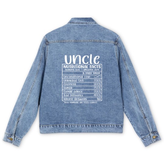 Discover Uncle, Nutritional Facts, Funny Uncle Gift Men's Denim Jackets