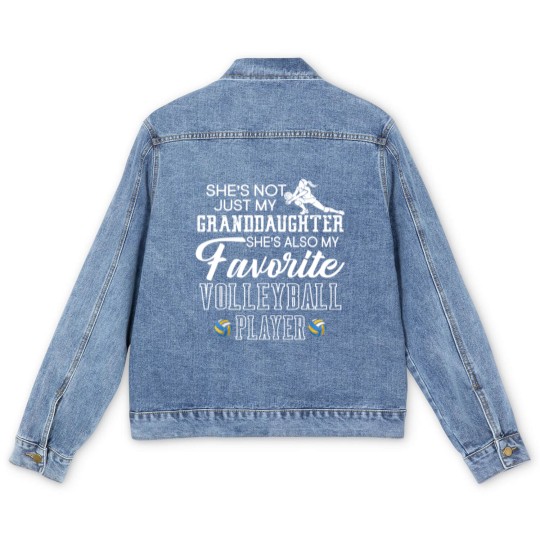 Discover Shes Not Just My Granddaughter Favorite Volleyball Men's Denim Jackets