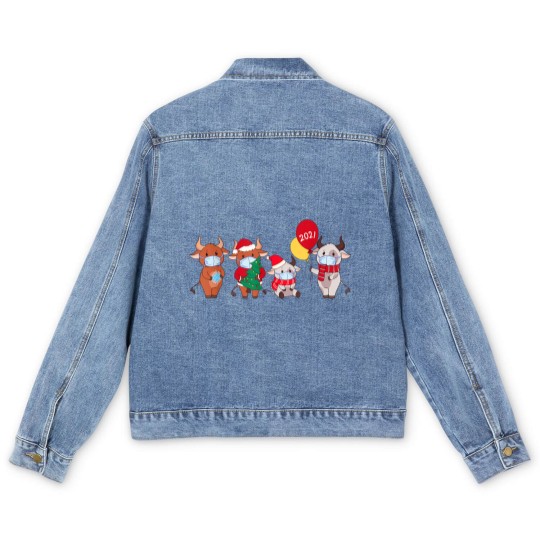 Discover Cute Cartoon Cow Men's Denim Jackets