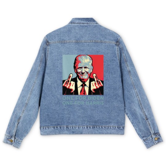 Discover Middle Finger Biden Republican American Flag Men's Denim Jackets