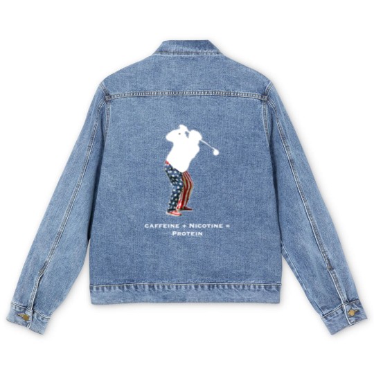 Discover Caffeine + Nicotine = Protein Men's Denim Jackets