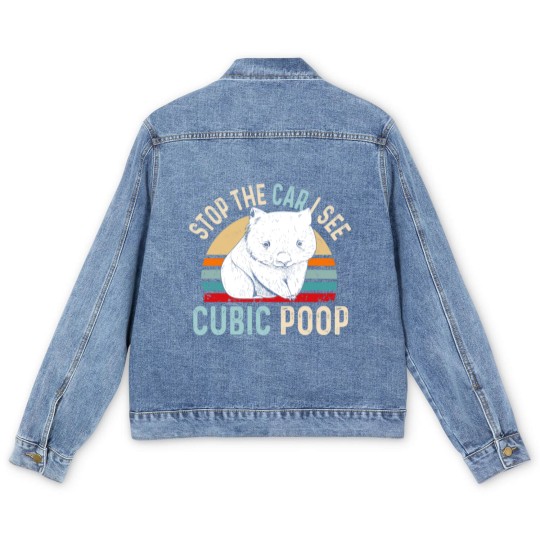 Discover Stop the car I see cubic poop Design for a Wombat Men's Denim Jackets