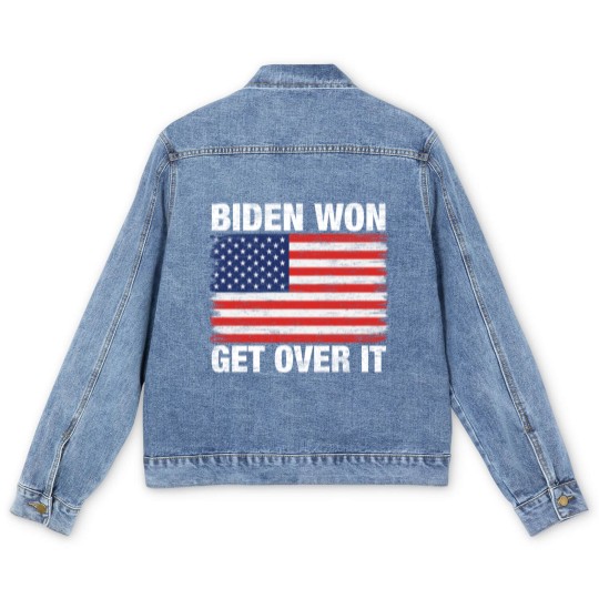 Discover Biden Won Get Over It Us Flag - Biden Wins - Men's Denim Jackets