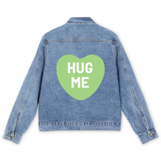Discover Hug Me Green Candy Heart Men's Denim Jackets