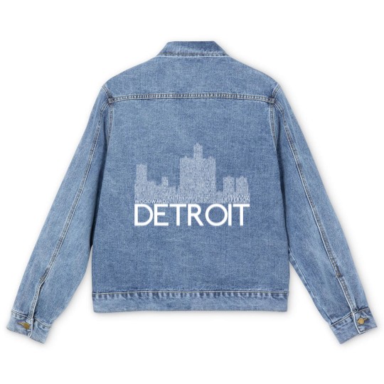 Discover Detroit Skyline Word Art Print - Detroit - Men's Denim Jackets