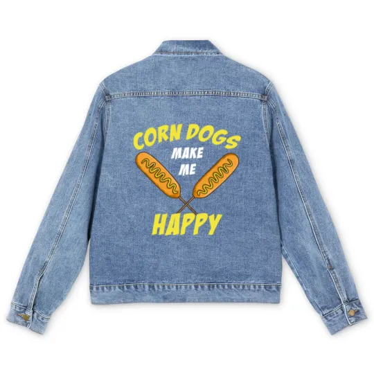 Discover Corn Dogs Corndog Pulled Pork Sausage Party Gift Men's Denim Jackets