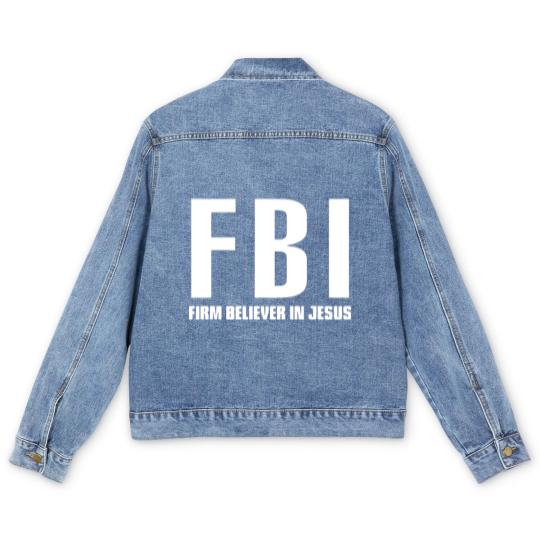 Discover FBI Firm Believer In Jesus patriotic police Men's Denim Jackets