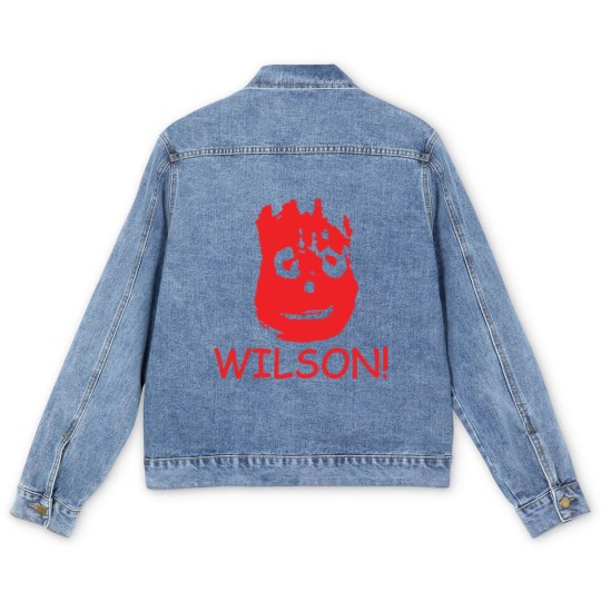 Discover WILSON FUNNY RETRO MOVIE CASTAWAY FILM CLASSIC Men's Denim Jackets