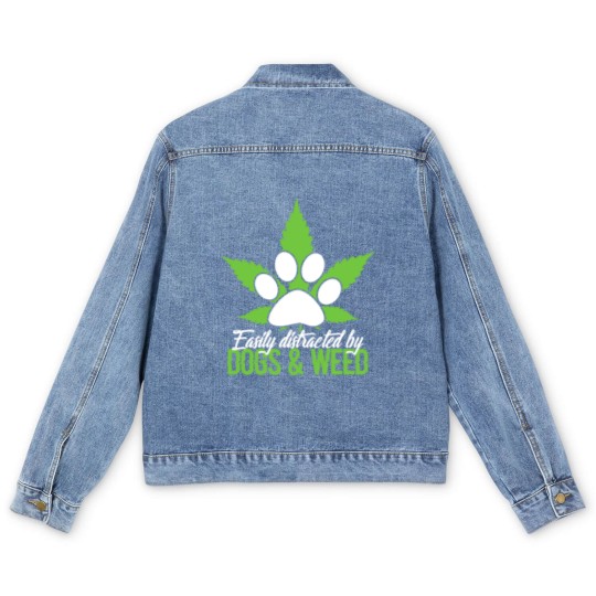 Discover Easily Distracted By Dogs & Weed Men's Denim Jackets