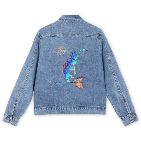 Discover Native American Kokopelli With Two Feathers 2 Men's Denim Jackets