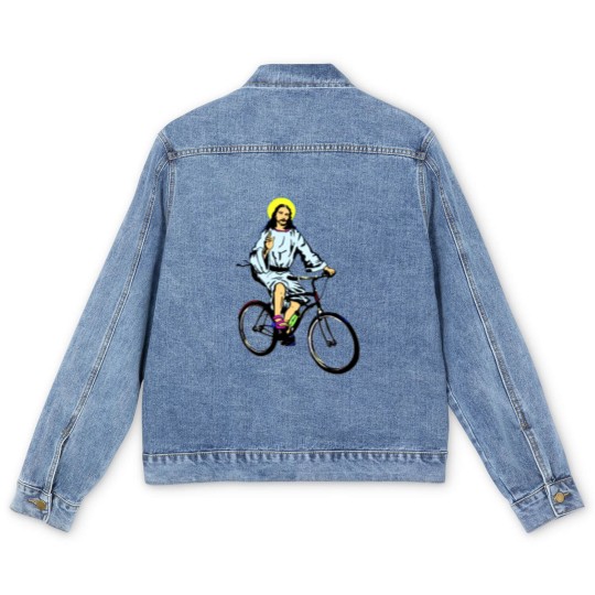 Discover Christ on a bike Men's Denim Jackets
