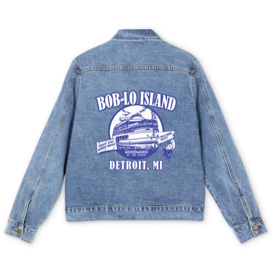 Discover Boblo Island, Detroit MI (vintage distressed look) - Detroit - Men's Denim Jackets