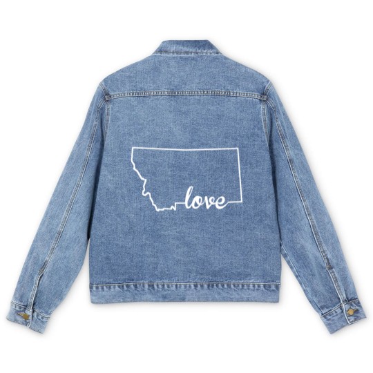 Discover Montana Love State Outline Men's Denim Jackets