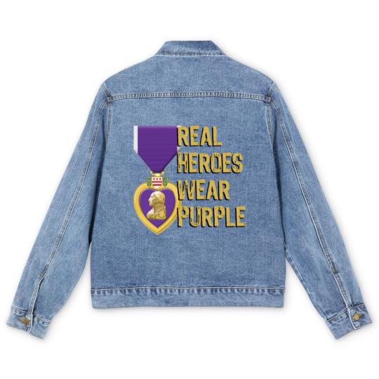 Discover Purple Heart Military Real Heroes Wear Purple Men's Denim Jackets